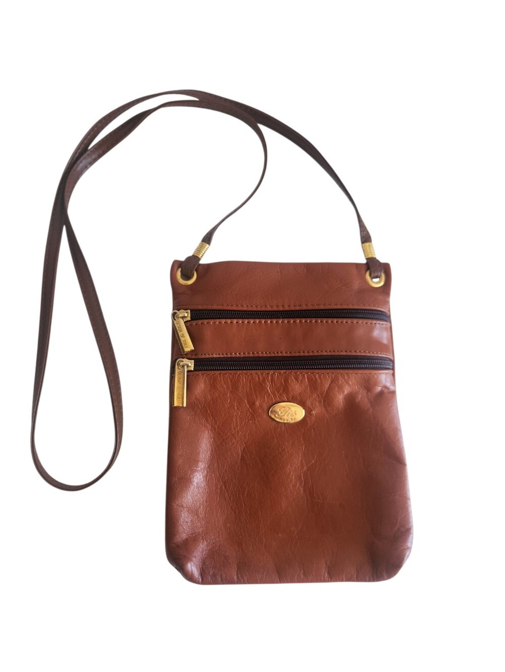 Gio Made in Italy soft brown leather crossbody
